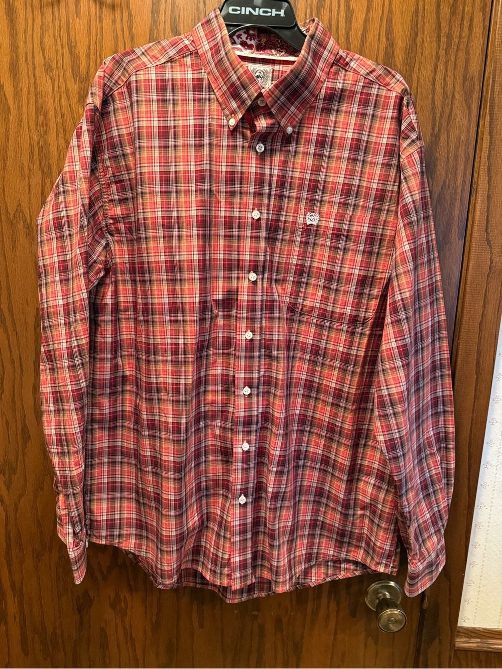 Cinch Men's Red Plaid Button-Down Shirt